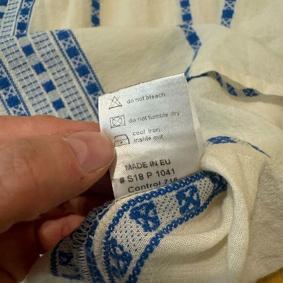 Pearl & Caviar MED White Blue Cotton Maxi Dress S18P1041 - Picture 8 of 11